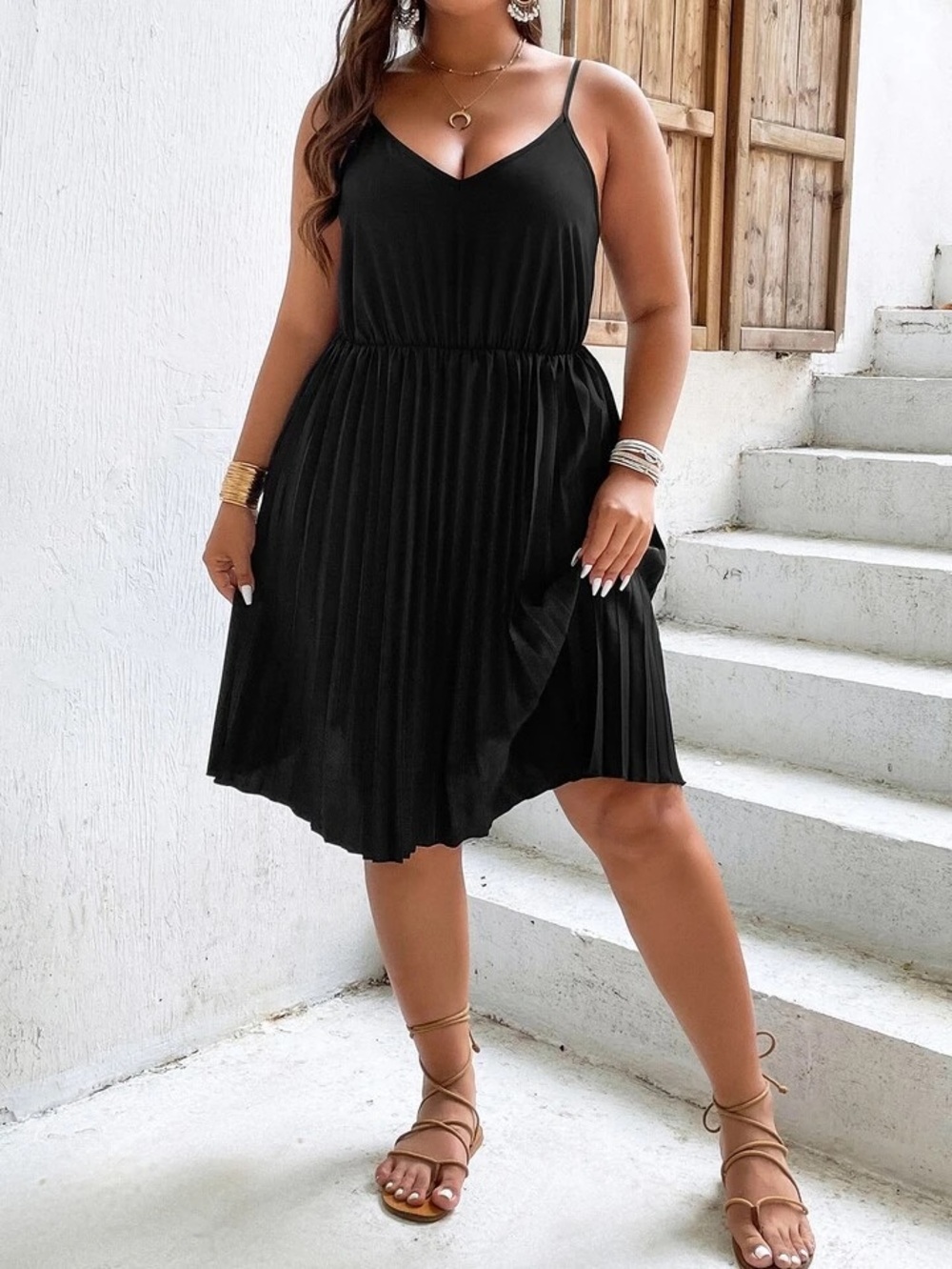 SHEIN Unity Plus Solid Pleated Hem Cami Dress 4X / 20